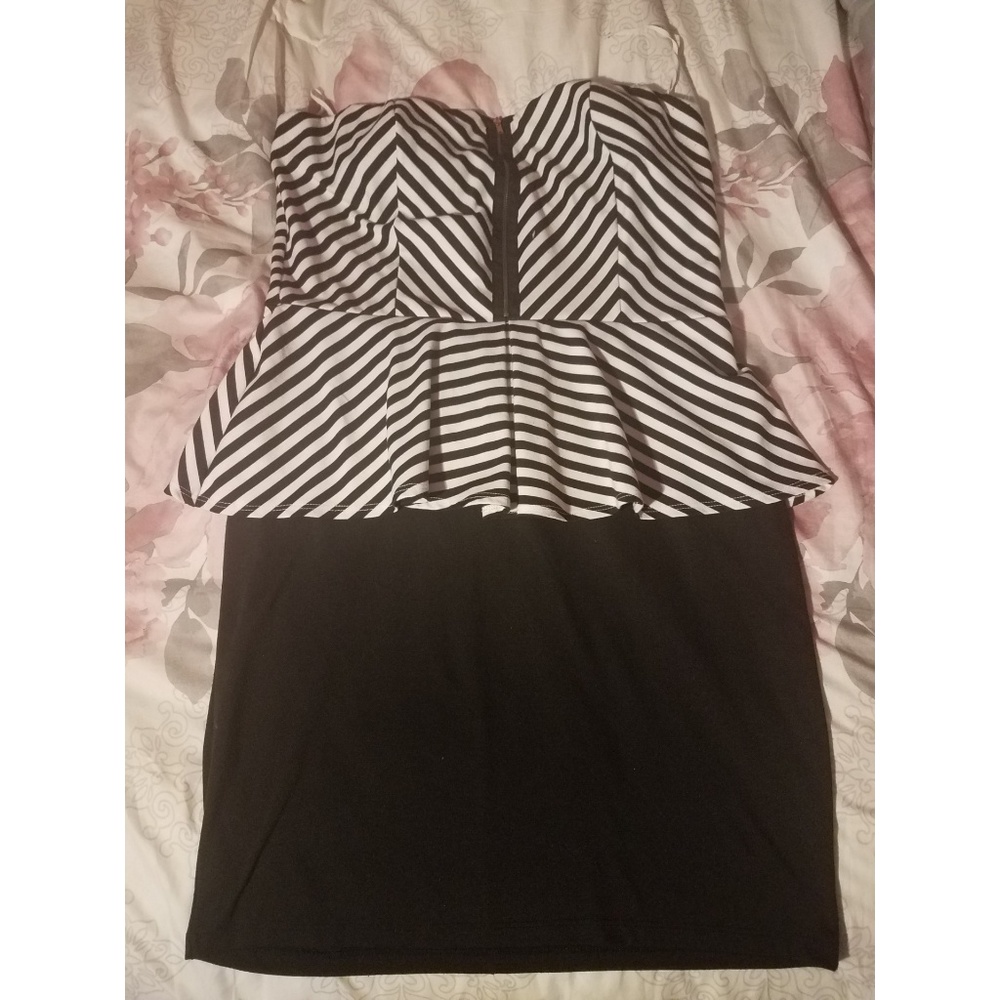 Stripped Fitted Peplum Dress